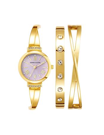 Anne Klein Bangle Watch and Bracelets Set Metals Lavender / Gold | SGNEJ22103