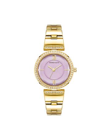 Anne Klein Premium Crystal Bracelet Watch Metals Lavender / Gold | USGND99791