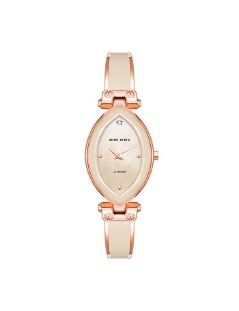 Anne Klein Accented Oval Bangle Watch Diamond Pink | QSGWA28769