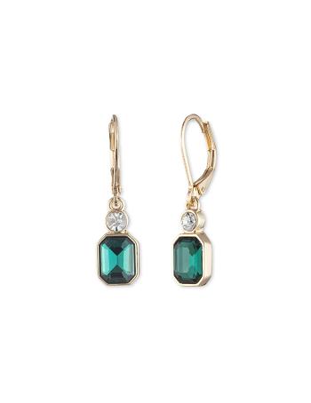 Anne Klein Bright Emerald Drop Pierced Earrings Turquoise / Gold | SGJZR48326