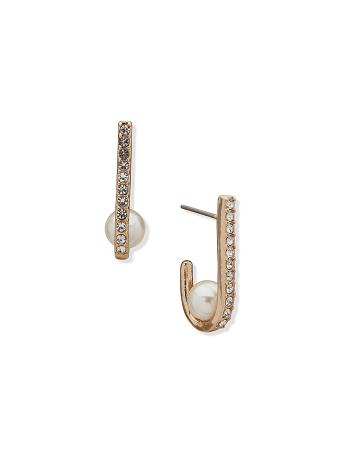 Anne Klein C Hoop Earring With Pearl Pierced Earrings Gold | QSGWA54629