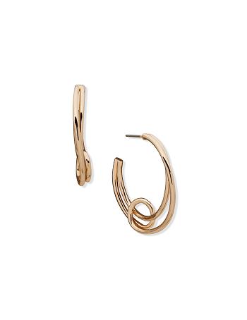 Anne Klein C Hoop Pierced Earrings Gold | SGNEJ38021