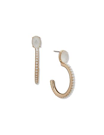 Anne Klein C Hoop With Caviar Pearl Pierced Earrings Gold | ASGDF92080