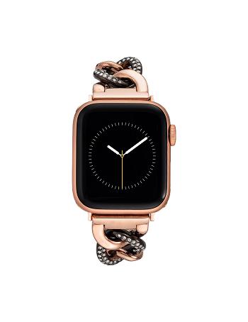 Anne Klein Chain Link Bracelet Band with Premium Crystals Apple Watch Accessories Grey / Rose / Gold | TSGPQ46615