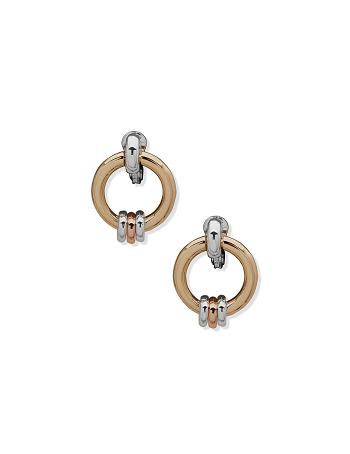 Anne Klein Circle Link Button Clip On Earrings Gold / Silver | LSGTR83958