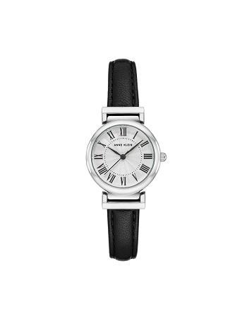 Anne Klein Classic Strap Watch Leather Black / Silver | ESGHC52169