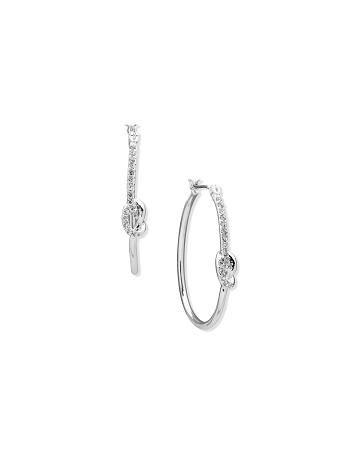 Anne Klein Click Hoop With Knots Pierced Earrings Silver | LSGSX77236