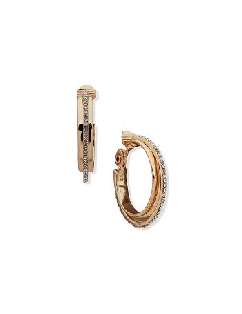 Anne Klein Clip On Hoop With Pave Clip Earrings Gold | PSGER81022