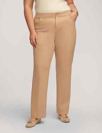 Anne Klein Compression Fly Front Bootleg Pant Plus Size Beige | SGJKU15562