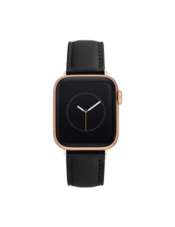 Anne Klein Considered Apple Peel Leather Band Apple Watch Accessories Black / Rose / Gold | SGDFL59872