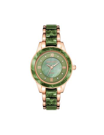 Anne Klein Considered Solar Powered Resin Watch Metals Green / Rose / Gold | SGNZX18124