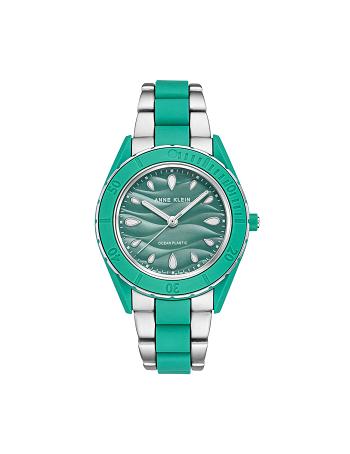 Anne Klein Considered Solar Recycled Bracelet Ocean Plastic Watches Green / Silver | MSGHR52722