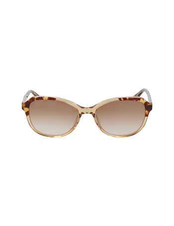 Anne Klein Crystal Oval Sunglasses Round Beige | TSGWZ66105