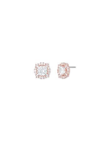 Anne Klein Cubic Zirconia Pave Halo Earrings Rose / silver | SGJVR94388