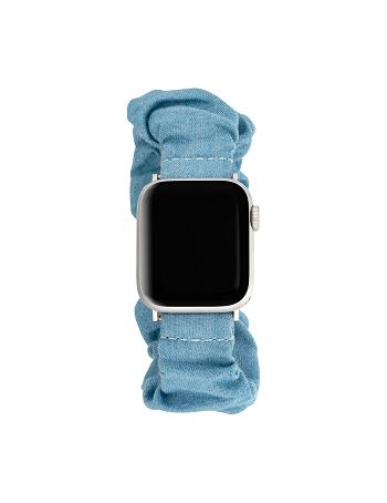 Anne Klein Denim Scrunchie Band Apple Watch Accessories Blue / Silver | SGIIZ16186