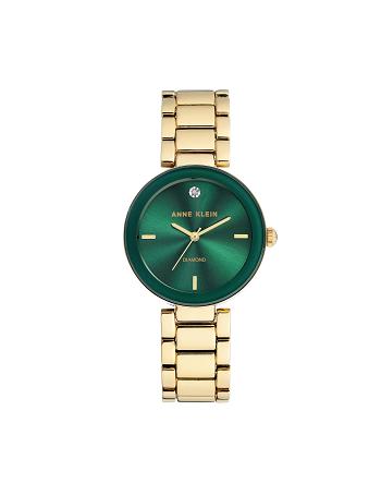 Anne Klein Diamond Dial Bracelet Watch Best Sellers Green / gold | YSGVQ45087