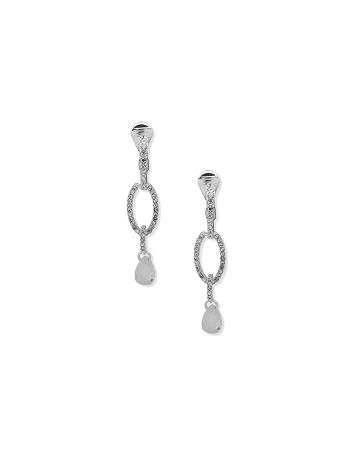 Anne Klein Double Drop Pear Stone Clip Earrings Grey / Silver | SGQCS90655