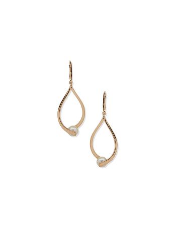 Anne Klein Drop With Pegged Pearl Pierced Earrings Gold | ASGWC77480