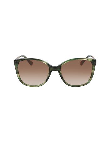 Anne Klein Horn Classic Square Sunglasses Oversized Olive | ESGVG82443