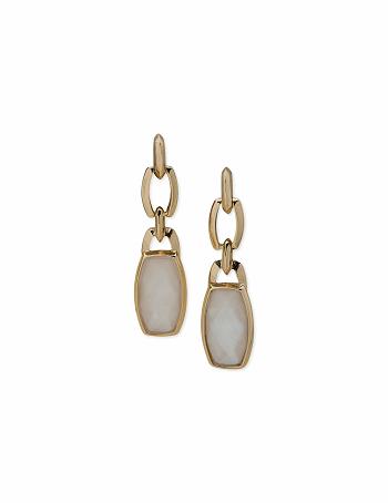 Anne Klein Linear Faux Pearl Drop Earrings Gold | SGQCS62776