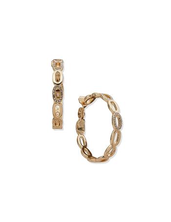 Anne Klein Link Hoop 43mm Hoop Clip Earrings Gold | GSGEC39021