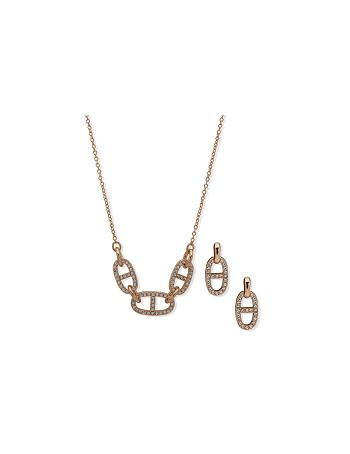 Anne Klein Links Necklace and Earring Set in Pouch Earrings Gold | SGZDE17263