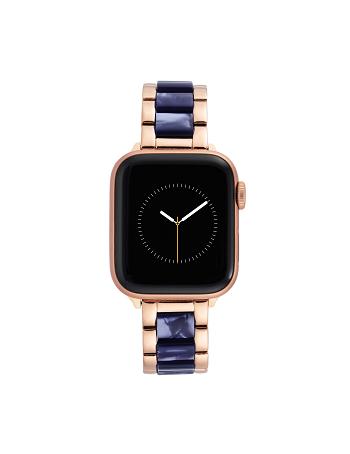 Anne Klein Marbleized Resin Bracelet Band Apple Watch Accessories Navy / Rose / Gold | QSGWA17038