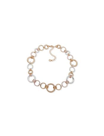 Anne Klein Mixed Metal Circle Links Collar Necklace Gold | ESGHC19965