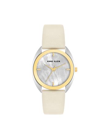 Anne Klein Modern Strap Watch Leather Gold / Silver / Brown | SGCVG12723