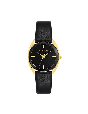 Anne Klein Modern Strap Watch Leather Gold / Black | SGZDE32938