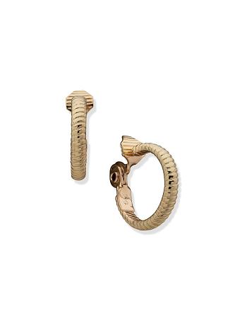 Anne Klein Omega Clip Hoop Clip Earrings Gold | QSGUV35915