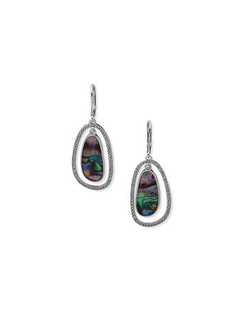 Anne Klein Orbital Abalone Pierced Earrings Silver | SSGVO74265