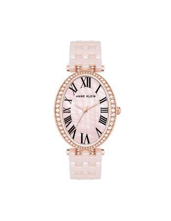 Anne Klein Oval Bracelet Watch Ceramics Pink / Rose / Gold | SSGNY39556