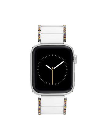 Anne Klein Premium Crystals Ceramic Bracelet Band for Apple Watch® Best Sellers White / Silver | SGDYB39305