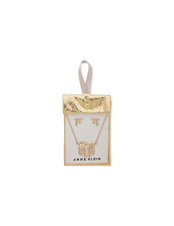 Anne Klein Present Pendant Necklace and Earring Pouch Jewelry Sets Gold | XSGBH98313