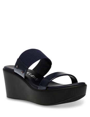 Anne Klein Pylos Platform Sandal Wedges Navy | SGDFL69992