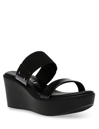 Anne Klein Pylos Platform Sandal Wedges Black | SGJZR11117