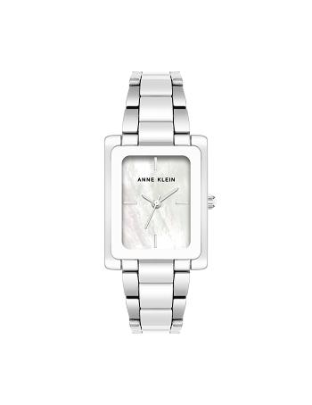 Anne Klein Rectangular Case Bracelet Watch Ceramics Silver / White | SGEGJ90777