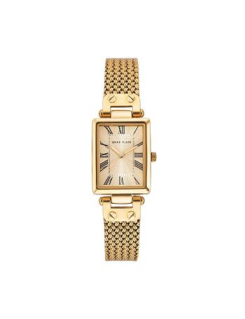 Anne Klein Rectangular Case Mesh Bracelet Watch Metals Gold | ASGWC89298