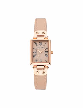 Anne Klein Rectangular Case Strap Watch Leather Pink / Rose / Gold | MSGHR66209