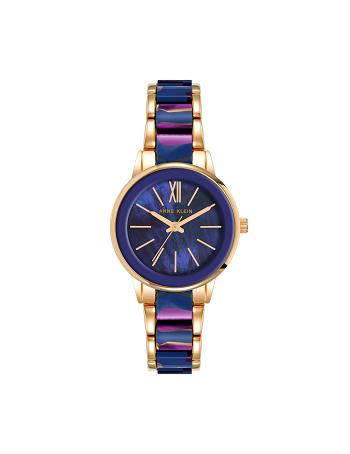 Anne Klein Resin Link Bracelet Watch Metals Navy / Purple | DSGKV44725