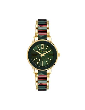 Anne Klein Resin Link Bracelet Watch Metals Gold / Green / Burgundy | XSGBH32240