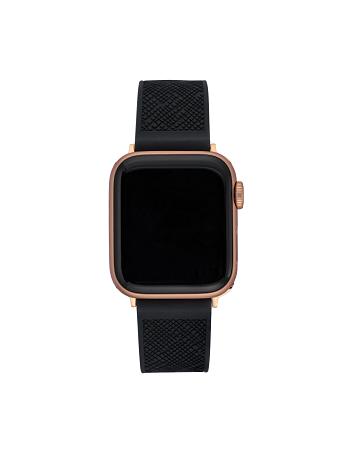 Anne Klein Silicone Textured Band Apple Watch Accessories Black / Rose / Gold | SGQAV75490