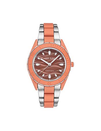 Anne Klein Solar Recycled Ocean Plastic Bracelet Watch Considered Coral / Silver | FSGHY28605