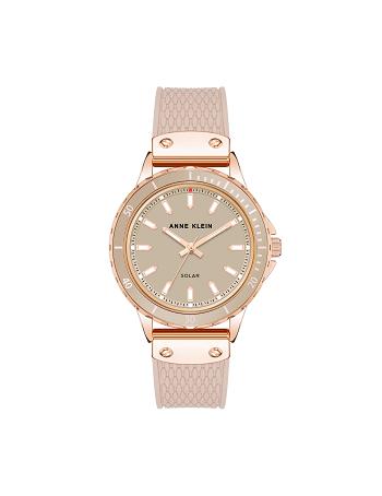 Anne Klein Solar Rubber Strap Watch Considered Pink / Rose / Gold | ASGDF41399