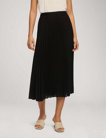 Anne Klein Solid Pull On Pleated Skirt Bottoms Black | SGJBT14700