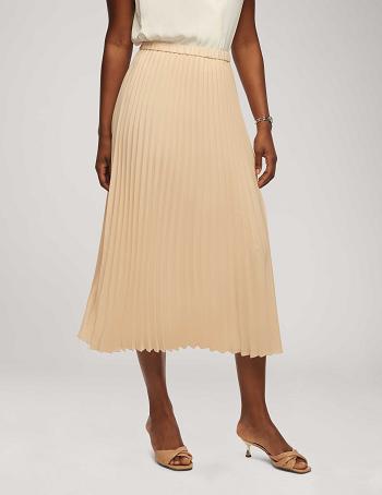 Anne Klein Solid Pull On Pleated Skirt Bottoms Beige | TSGPQ46201