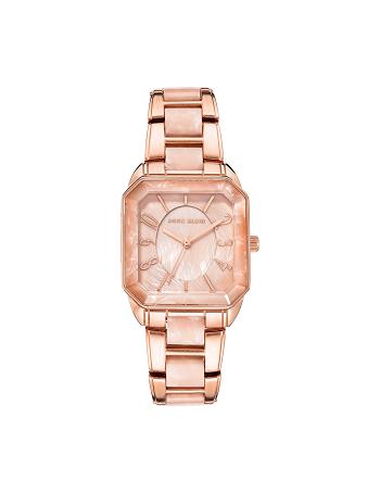 Anne Klein Square Case Resin Link Bracelet Watch Metals Rose / Gold / Pink | FSGUI49488