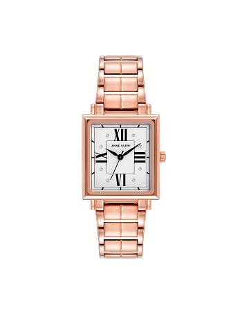 Anne Klein Square Crystal Accented Dial Watch Metals Rose / Gold | BSGSD35341