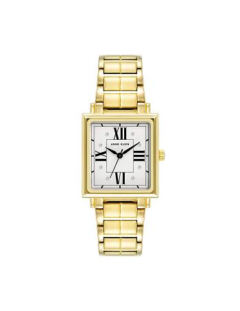 Anne Klein Square Crystal Accented Dial Watch Metals Gold | PSGQX11636